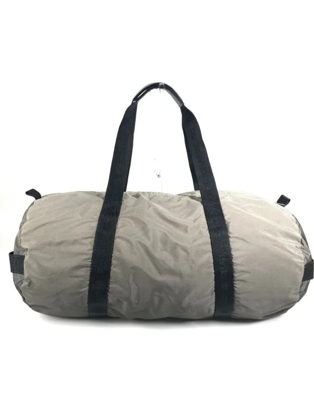 Chanel Boston Bag Logo Nylon Gray